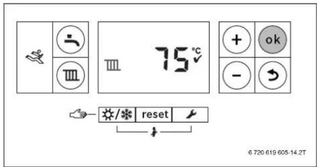 75°C + ok - → sun / * reset 6 720 619 605-14.2T