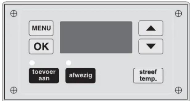 MENU OK toevoer aan afwezig streef temp.