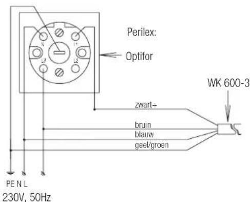 Perilex: Optifor zwart+ bruin blauw geel/groen WK 600-3 PEN L 230V, 50Hz
