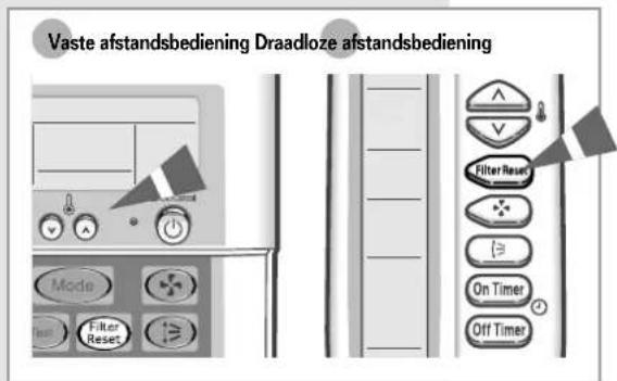 Vaste afstandsbediening Draadloze afstandsbediening Mode Filter Reset Filter Reset On Timer Off Timer