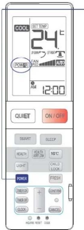 COOL SET TEMP 24°C POMM IFRAGE FAN SPEED AUTO POWER AM 12:00 QUIET ON / OFF SMART SLEEP HEALTH HEALTH AIR FLOW 10°C LIGHT CHILD LOCK POWER FRESH TIMER ON + TIMER ON CONFIRM CLOCK CANCEL INQUIRE RESET COOK