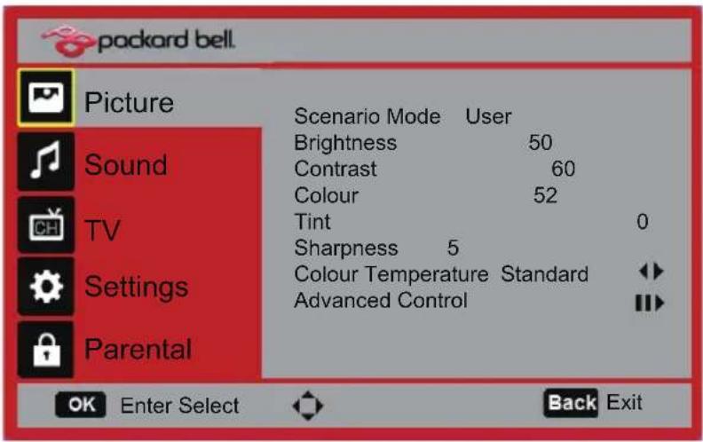PACKARD BELL M220DXML - Door het OSD navigeren met de afstandsbediening - 2