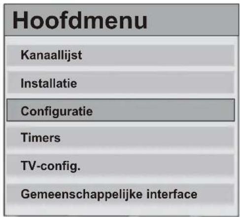Hoofdmenu Kanaallijst Installatie Configuratie Timers TV-config. Gemeenschappelijke interface