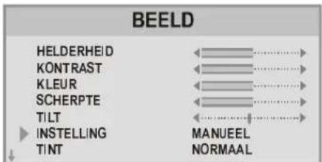 BEELD HElderHEID KONTRAST KLEUR SCHERPTE TILT INSTELLING TINT MANUEEL NORMAAL