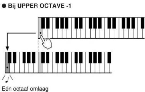 ● Bij UPPER OCTAVE -1 Eén octaaf omlaag