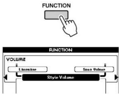 YAMAHA PSR-S550 - Druk op de [FUNCTION]-knop om de FUNCTION-display op te roepen. - 1
