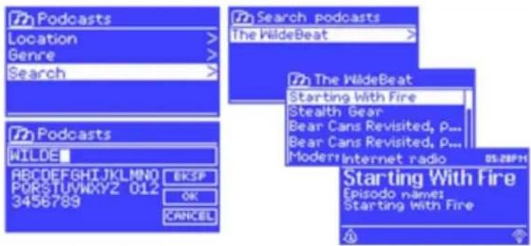Podcasts Location > Genre > Search > Search podcasts The WildeBeat > The WildeBeat Starting With Fire Stealth Gear Bear Cans Revisited, p... Bear Cans Revisited, p... Modern Internet radio Starting With Fire Episodo namet Starting With Fire WILDE ABCDEFGHTJKLMNO PDRSTUVNXYZ 012 3456789 OK CANCEL