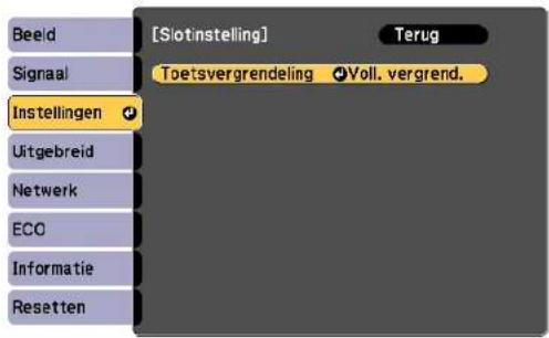 [Slotinstelling] Terug Signaal Toetsvergrendeling √Voll. vergrend. Instellingen Uitgebreid Netwerk ECO Informatie Resetten