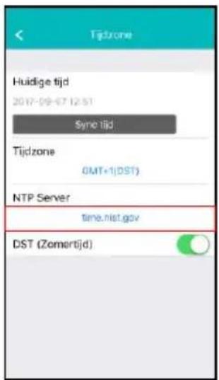 Tijdzone Huidige tijd 2017-09-07 12:51 Sync tijd Tijdzone GMT+1(DST) NTP Server time.nist.gov DST (Zomertijd)