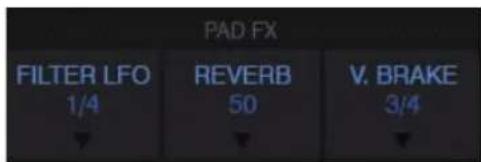 PAD FX FILTER LFO 1/4 REVERB 50 V. BRAKE 3/4