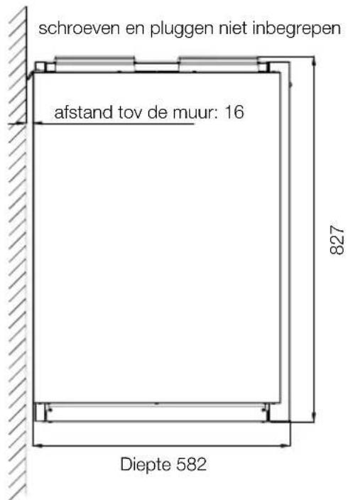 schroeven en pluggen niet inbegrepen afstand tov de muur: 16 Diepte 582 827