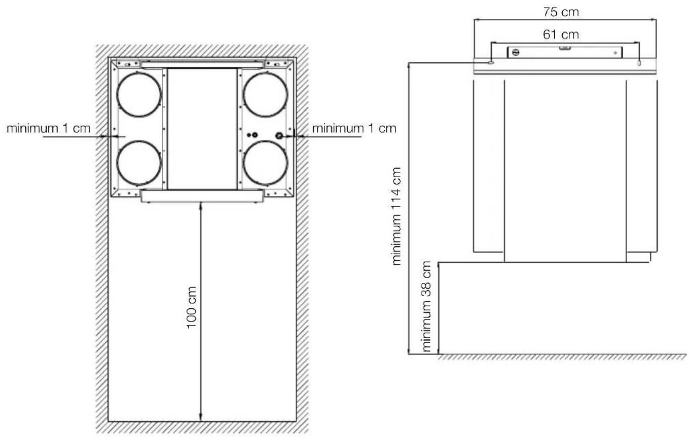 minimum 1 cm 100 cm minimum 1 cm 75 cm 61 cm minimum 114 cm minimum 38 cm