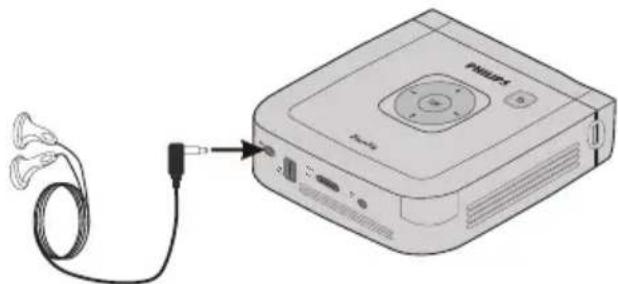 PHILIPS PicoPix 4835 - Aansluiten van de hoofdtelefoon - 1