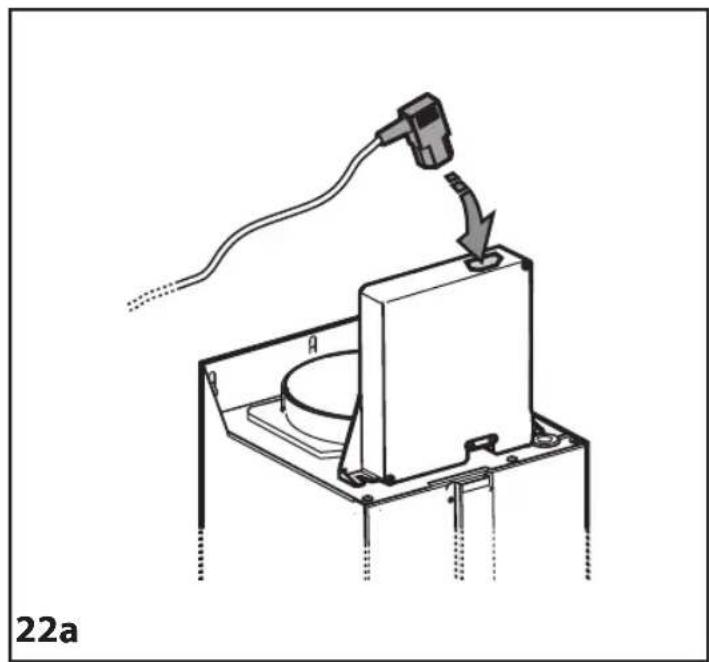Technical line drawing of a mechanical device with a connector and cable, labeled '22a' (no text or symbols on the diagram itself)