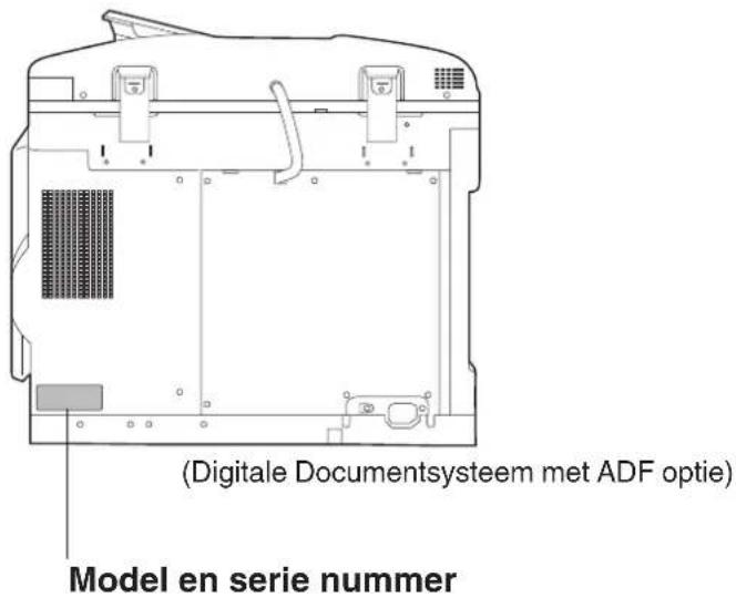(Digitale Documentsysteem met ADF optie) Model en serie nummer