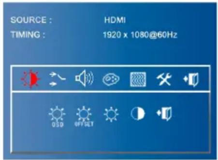 SOURCE : HDMI TIMING : 1920 x 1080@60Hz OSD OFFSET