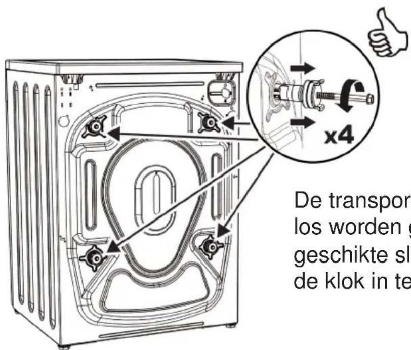 De transportbouten los worden g... geschikte sl... de klok in te