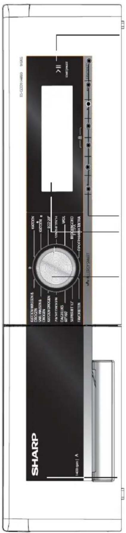 SHARP 1400 rpm | A KATOEN WASSEN & DROGEN SNEL WASSEN & DROGEN KATOEN DROGEN ZACHT DROGEN DAGELIJKS 60°/60 SUPERJET 1/7 FAVORIETEN 0 KATOEN KATOEN ECO 20° SYNTHETISCH WOL BEDDENGOED EXTRA START/PAUZE E5-GDD9144W9 9/6KG FAVORIETEN ALLERGY SMART