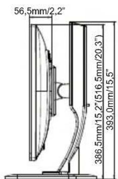 56,5mm/2,2" 386,5mm/15,2"(516,5mm/20,3") 393,0mm/15,5"