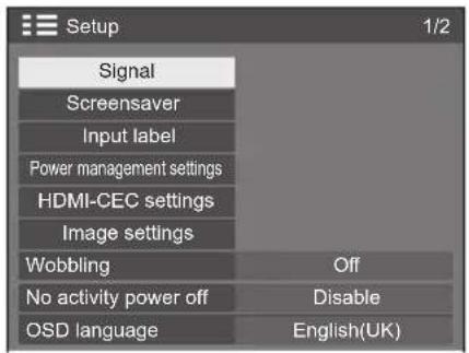 PANASONIC TH-65SF2E - [Setup] menu - 1