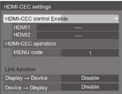 PANASONIC TH-65SF2E - HDMI-CEC settings - 1