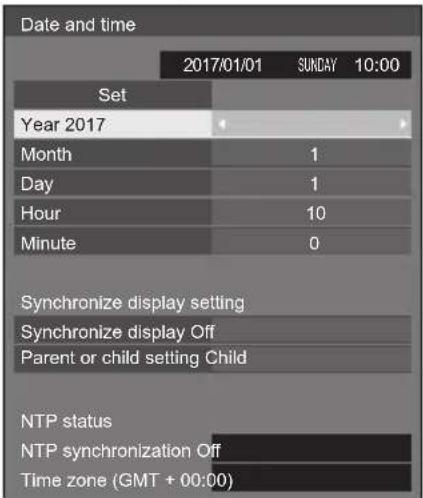 PANASONIC TH-65SF2E - Date and time - 1