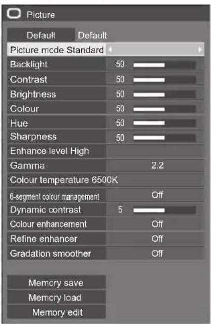 PANASONIC TH-65SF2E - [Picture] menu - 1