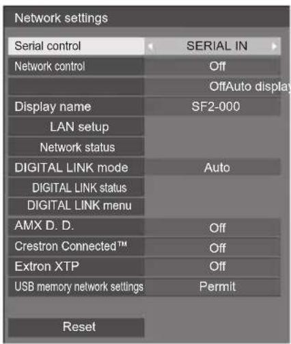 PANASONIC TH-65SF2E - Network settings - 1