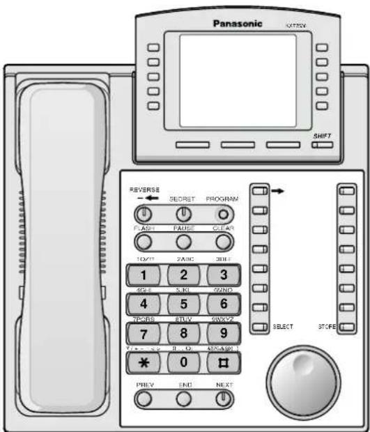 Panasonic 9078V SHIFT REVERSE SECRET PROGRAM FLASH PAUSE CLEAR 10/2/1 2AUC 3DUE 1 2 3 4G+ 5K1 GND 4 5 6 7PGS STUV 2W27 7 8 9 (1 - 2 - 3) (1 - 2) (2 - 3) * 0 * PREV END NEXT SELECT STOPE