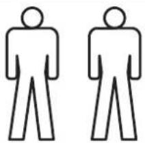 Two identical line drawings of human figures standing upright, no text or symbols present
