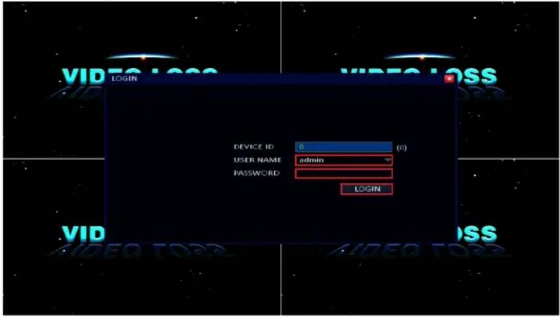 DEVICE ID 0 (0) USER NAME admin PASSWORD LOGIN