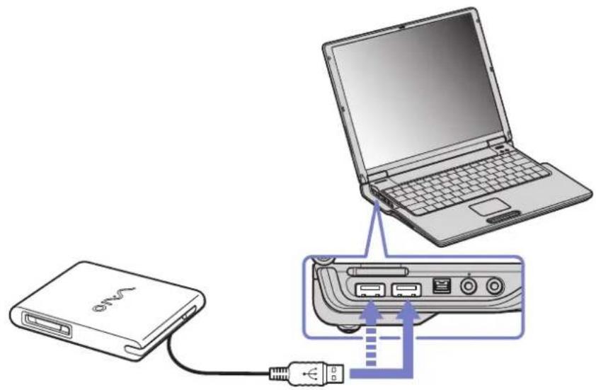 SONY Vaio PCG-Z1M - Een USB-diskettesstation aansluiten - 1
