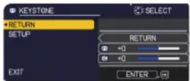 KEYSTONE RETURN SETUP EXIT SELECT RETURN +0 +0 ENTER