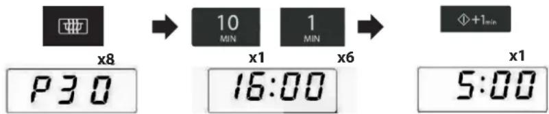 x8 10 MIN 1 MIN x1 x6 +1min x1 P30 16:00 5:00