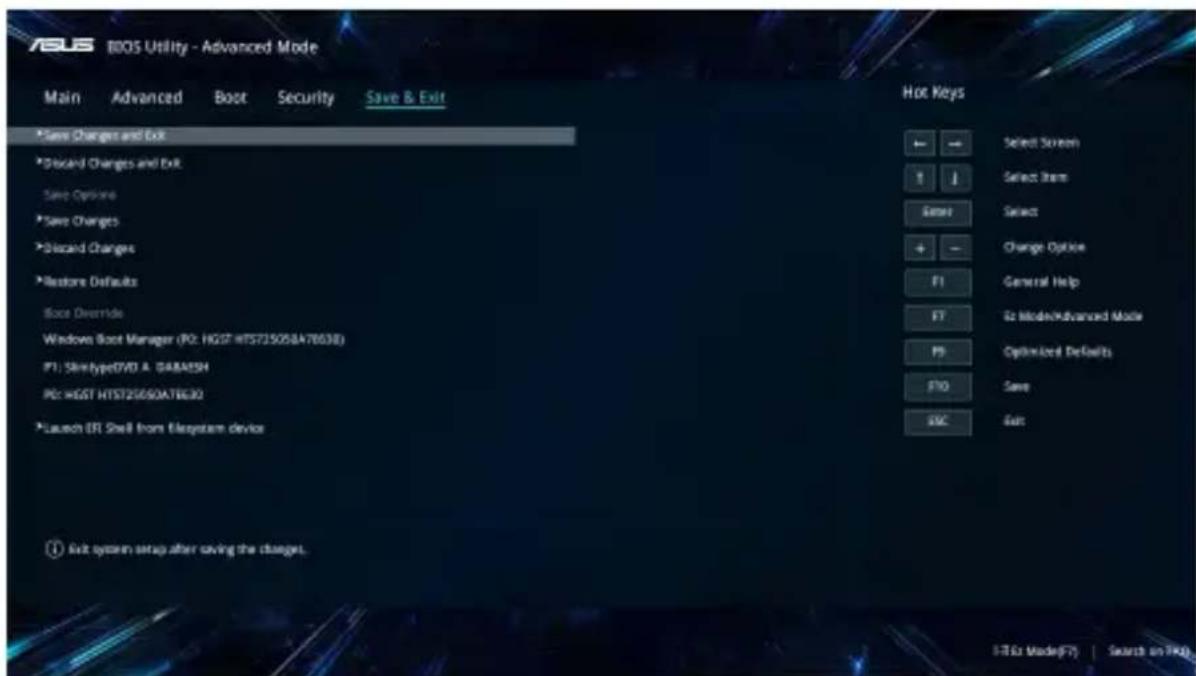 ASUS Pro P1440FA - Save & Exit (Opslaan en eindigen) - 1