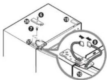 Technical diagram showing a mechanical assembly with numbered components and an inset close-up of a component with labeled parts.