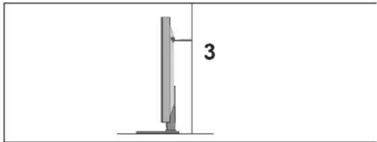 Simple line drawing of a computer monitor with a stand and a vertical line labeled '3' (no text or symbols on the device itself)