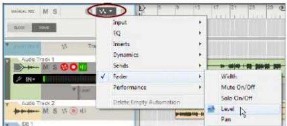 MANUAL RED M S Input EQ Inserts Dynamics Sends Feder Performance Delete Empty Automation Width Mute On/Off Solo On/Off Level Pan
