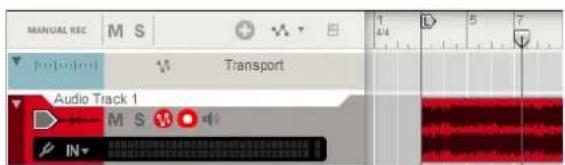 MANUAL REC M S Transport 1 4/4 5 7 Audio Track 1 M S IN