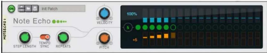 Init Patch Note Echo VELOCITY STEP LENGTH TEMPD SYNC REPEATS PITCH 100% 5 +5