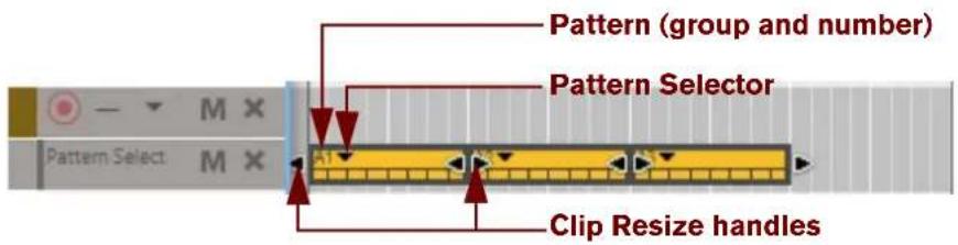 Pattern (group and number) Pattern Selector Clip Resize handles