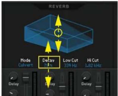 REVERB Mode Culvert Delay 74 Hz Low Cut 334 Hz Hi Cut 1.82 kHz Delay Delay Delay