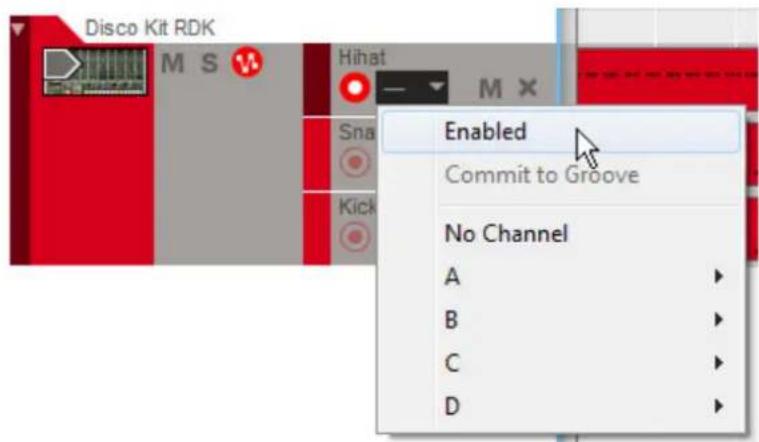Disco Kit RDK M S Hihat Sna Kick Enabled Commit to Groove No Channel A B C D