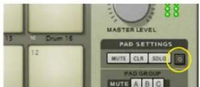 MASTER LEVEL PAD SETTINGS MUTE CLR SOLG PAD GROUP MUTE A B C