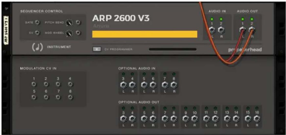 SEQUENCER CONTROL GATE PITCH BEND CV MOD WHEEL ARP 2600 V3 ARTURA AUDIO IN AUDIO OUT 1 2 1 2 L R L R INSTRUMENT CV PROGRAMMER propellerhead MODULATION CV IN 1 2 3 4 5 6 7 8 OPTIONAL AUDIO IN 3 4 5 6 7 8 L R L R L R OPTIONAL AUDIO OUT 3 4 5 6 7 8 9 10 11 12 13 14 15 16 L R L R L R L R L R L R