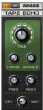 ON TAPE ECHO TIME P BACK WOBBLE FREQ RESO DRY WET