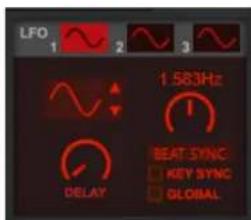 LFO 1 2 3 1.583Hz BEAT SYNC KEY SYNC GLOBAL DELAY