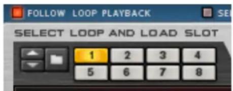 FOLLOW LOOP PLAYBACK SELECT LOOP AND LOAD SLOT 1 2 3 4 5 6 7 8