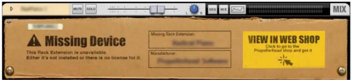 MUTE SOLO L 1 R SEQ MIX MIX Missing Device This Rack Extension is unavailable. Either it's not installed or there is no license for it. Missing Rack Extension: Manufacturer: VIEW IN WEB SHOP Click to go to the Propellerhead shop and get it