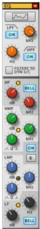 EQ LPF ON kHz HPF ON Hz FILTERS TO DYN S/C HF BELL dB HMF kHz dB kHz Q ON LMF E dB kHz Q LF Hz dB BELL